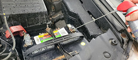 Battery terminals and electrical connections under the hood